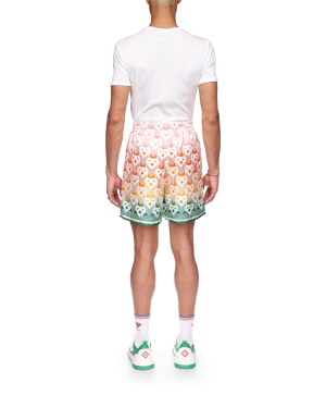 Gradient Heart Monogram Silk Shorts