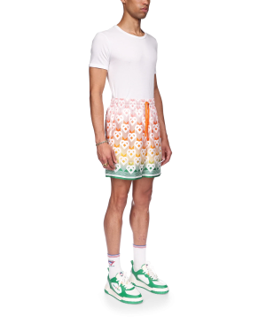 Gradient Heart Monogram Silk Shorts