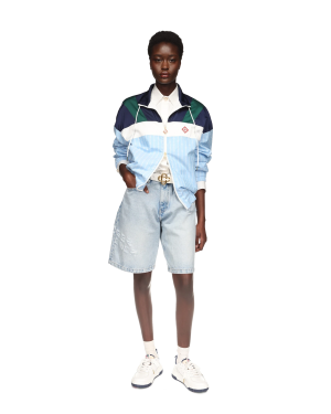 Pinstripe Nylon Track Jacket