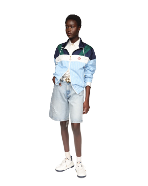 Pinstripe Nylon Track Jacket