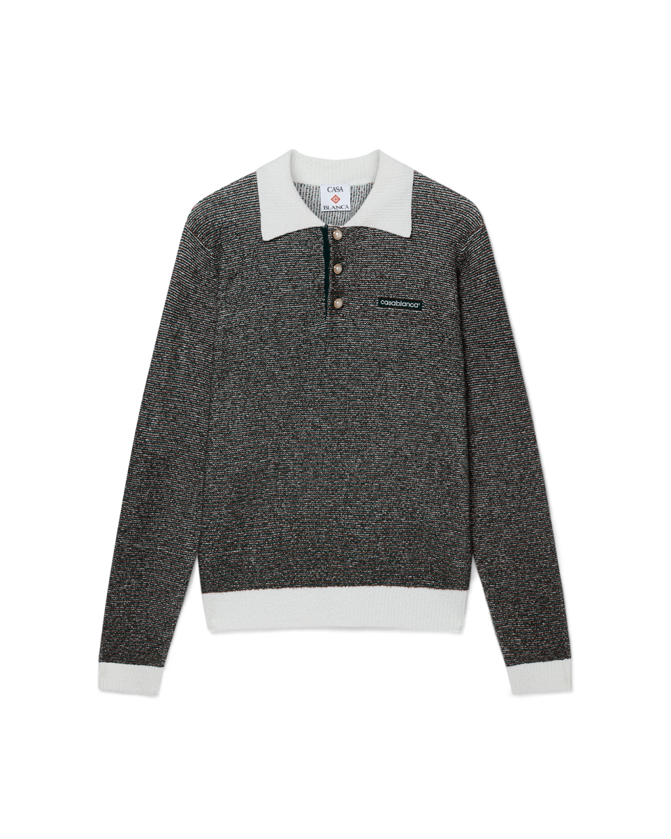 Boucle Stripe Long Sleeve Polo Shirt