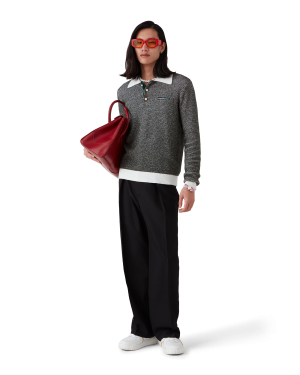 Boucle Stripe Long Sleeve Polo Shirt