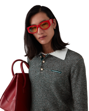 Boucle Stripe Long Sleeve Polo Shirt