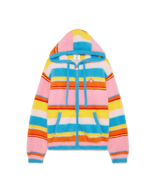Fluffy Stripe Oversized Hooded Sweatshirt