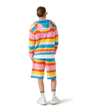 Fluffy Stripe Oversized Hooded Sweatshirt