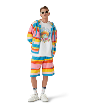 Fluffy Stripe Oversized Shorts