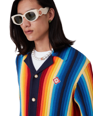 Gradient Stripe Towelling Jacket