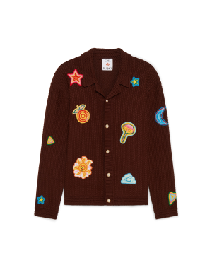 Motif Long Sleeve Crochet Shirt