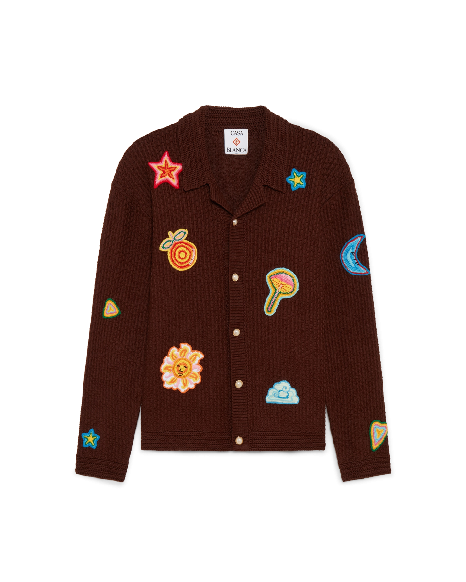 Motif Long Sleeve Crochet Shirt