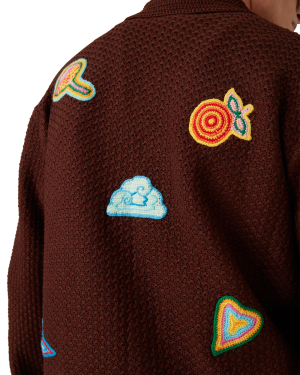 Motif Long Sleeve Crochet Shirt