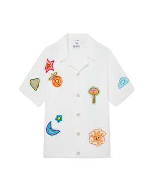 Motif Short Sleeve Crochet Shirt