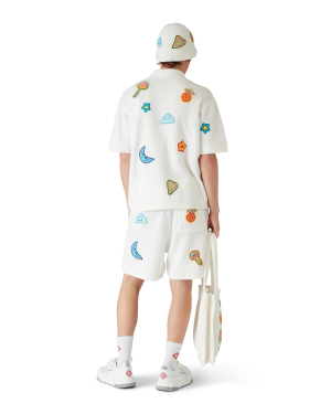 Motif Short Sleeve Crochet Shirt