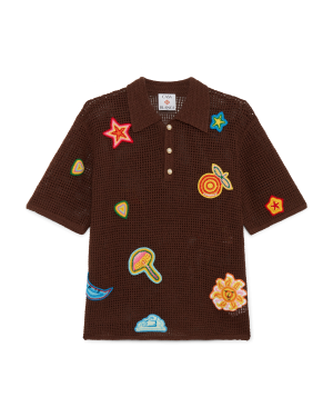 Motif Crochet Polo Shirt