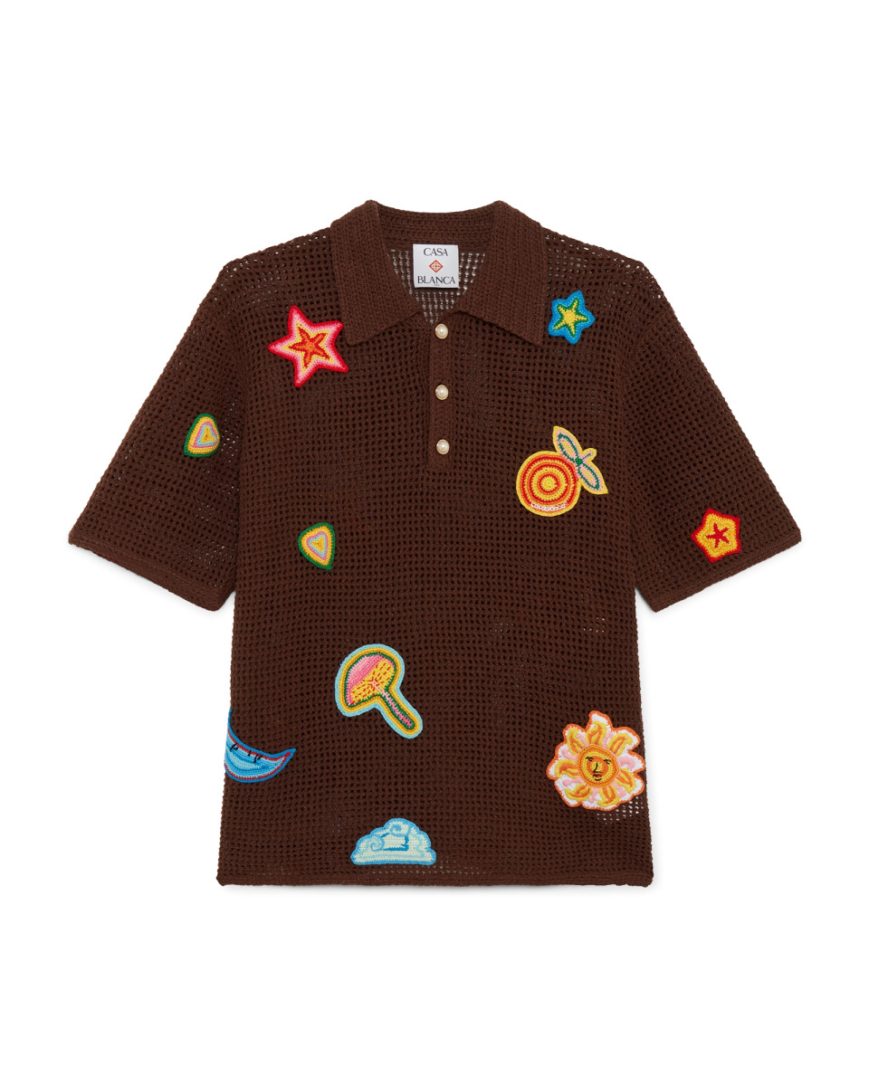 Motif Crochet Polo Shirt