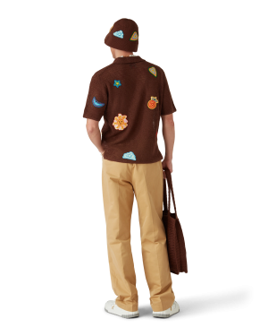 Motif Crochet Polo Shirt