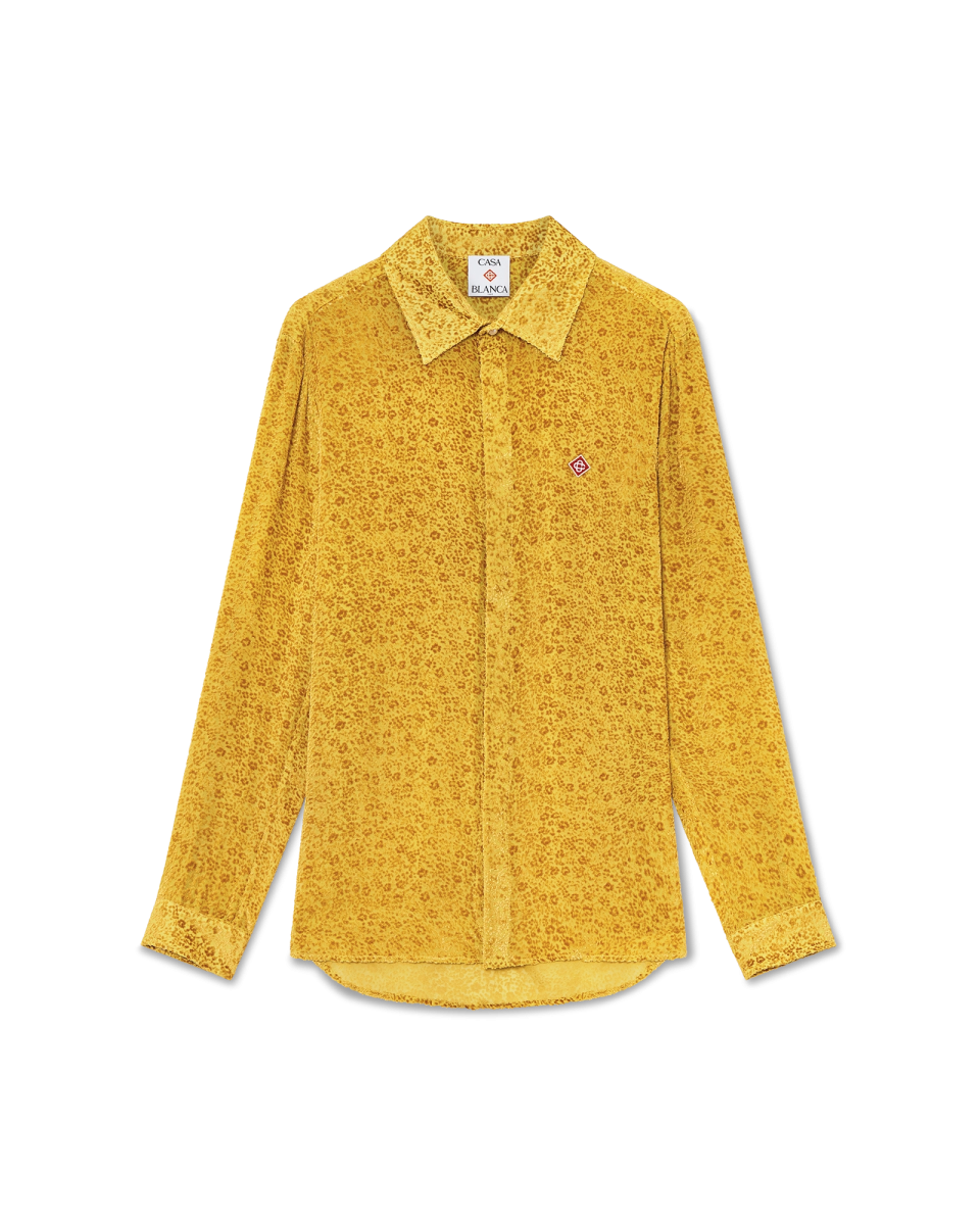 Floral Devor?? Long Sleeve Silk Shirt