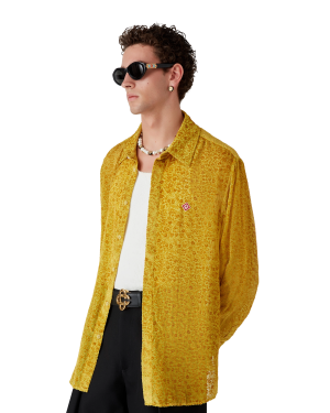 Floral Devor?? Long Sleeve Silk Shirt