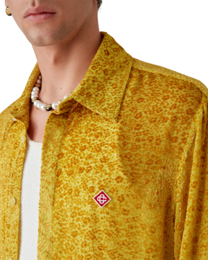 Floral Devor?? Long Sleeve Silk Shirt