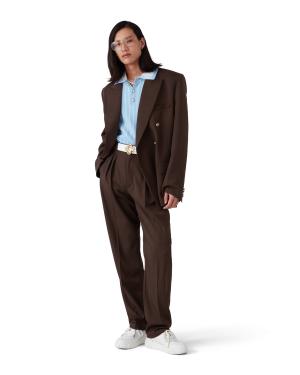 Wool Pleated Tailored Trousers