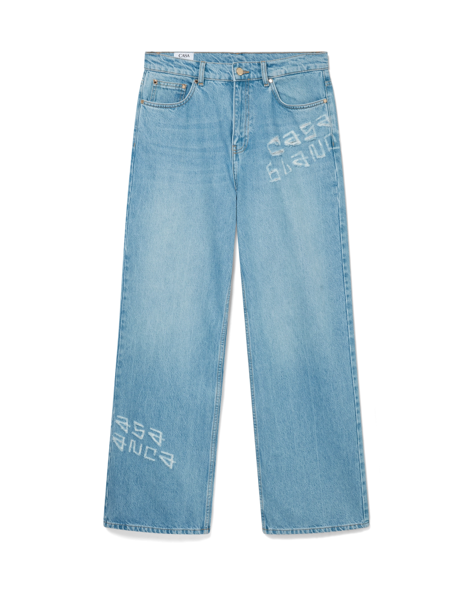 Graffiti Distressed Denim Jeans