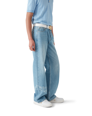 Graffiti Distressed Denim Jeans