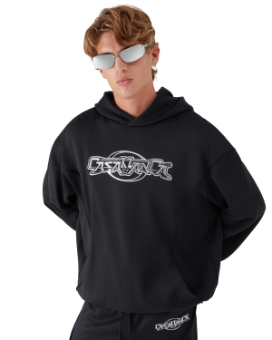 Oversized Panelled Hooded Sweatshirt