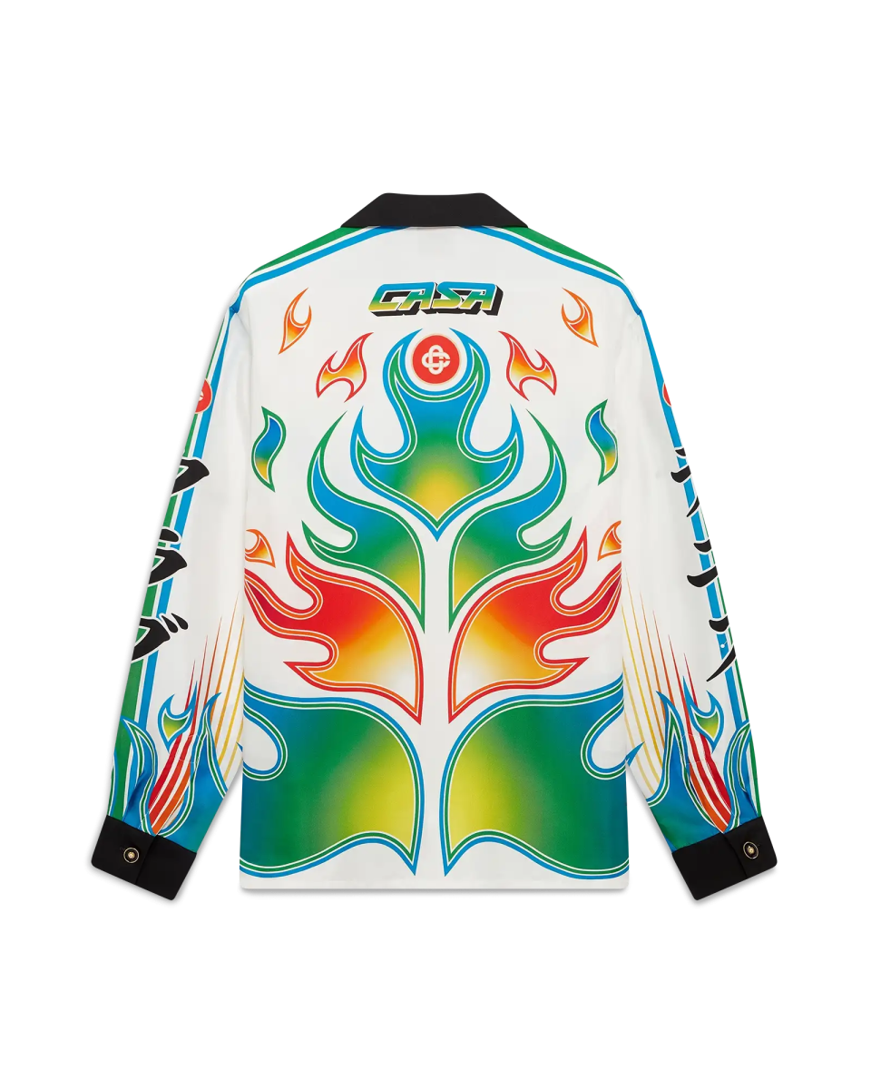 Flame Laurel  Long Sleeve Silk Twill Shirt