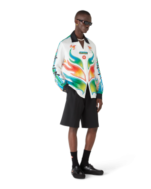 Flame Laurel  Long Sleeve Silk Twill Shirt