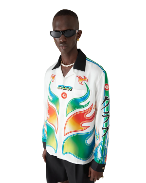 Flame Laurel  Long Sleeve Silk Twill Shirt