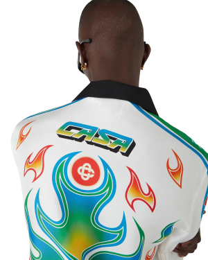 Flame Laurel  Long Sleeve Silk Twill Shirt