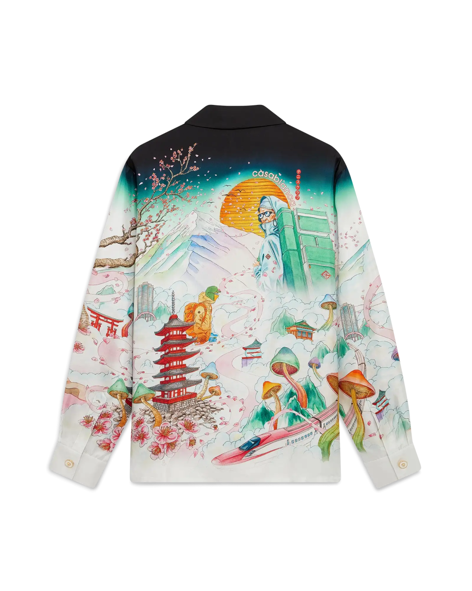 Flowers Long Sleeve Silk Twill Shirt