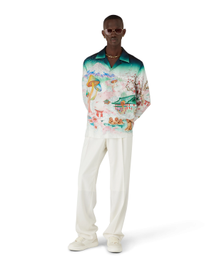 Flowers Long Sleeve Silk Twill Shirt