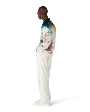Flowers Long Sleeve Silk Twill Shirt