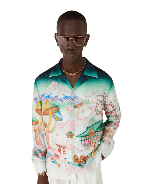 Flowers Long Sleeve Silk Twill Shirt