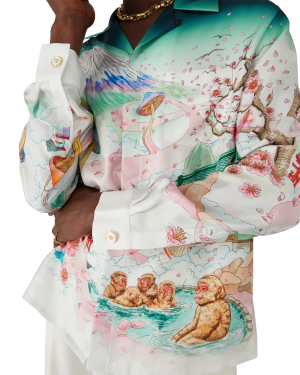 Flowers Long Sleeve Silk Twill Shirt