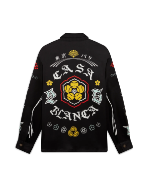 Emblem Long Sleeve  Silk Satin Shirt