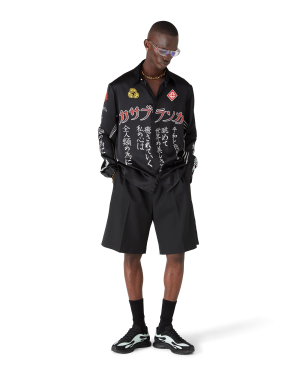 Emblem Long Sleeve  Silk Satin Shirt