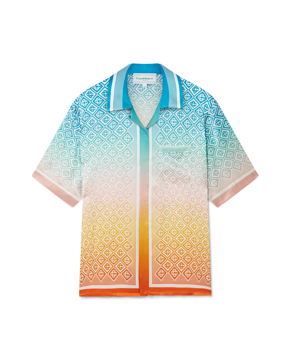Gradient Monogram Short Sleeve Silk Shirt
