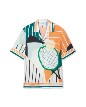 Court Abstrait Short Sleeve Silk Shirt