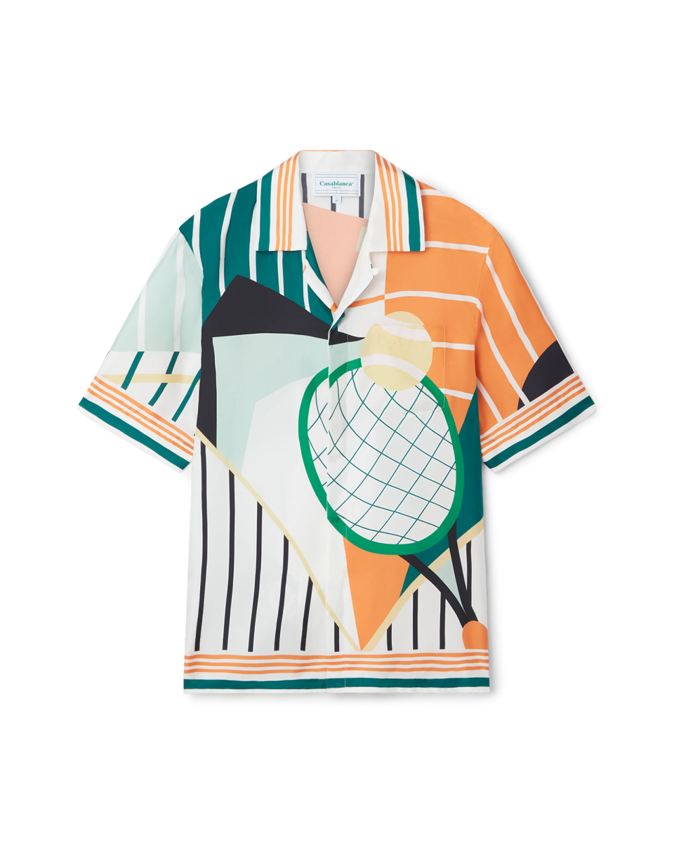 Court Abstrait Short Sleeve Silk Shirt