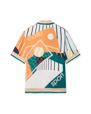 Court Abstrait Short Sleeve Silk Shirt