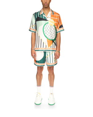 Court Abstrait Short Sleeve Silk Shirt