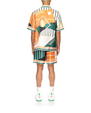 Court Abstrait Short Sleeve Silk Shirt