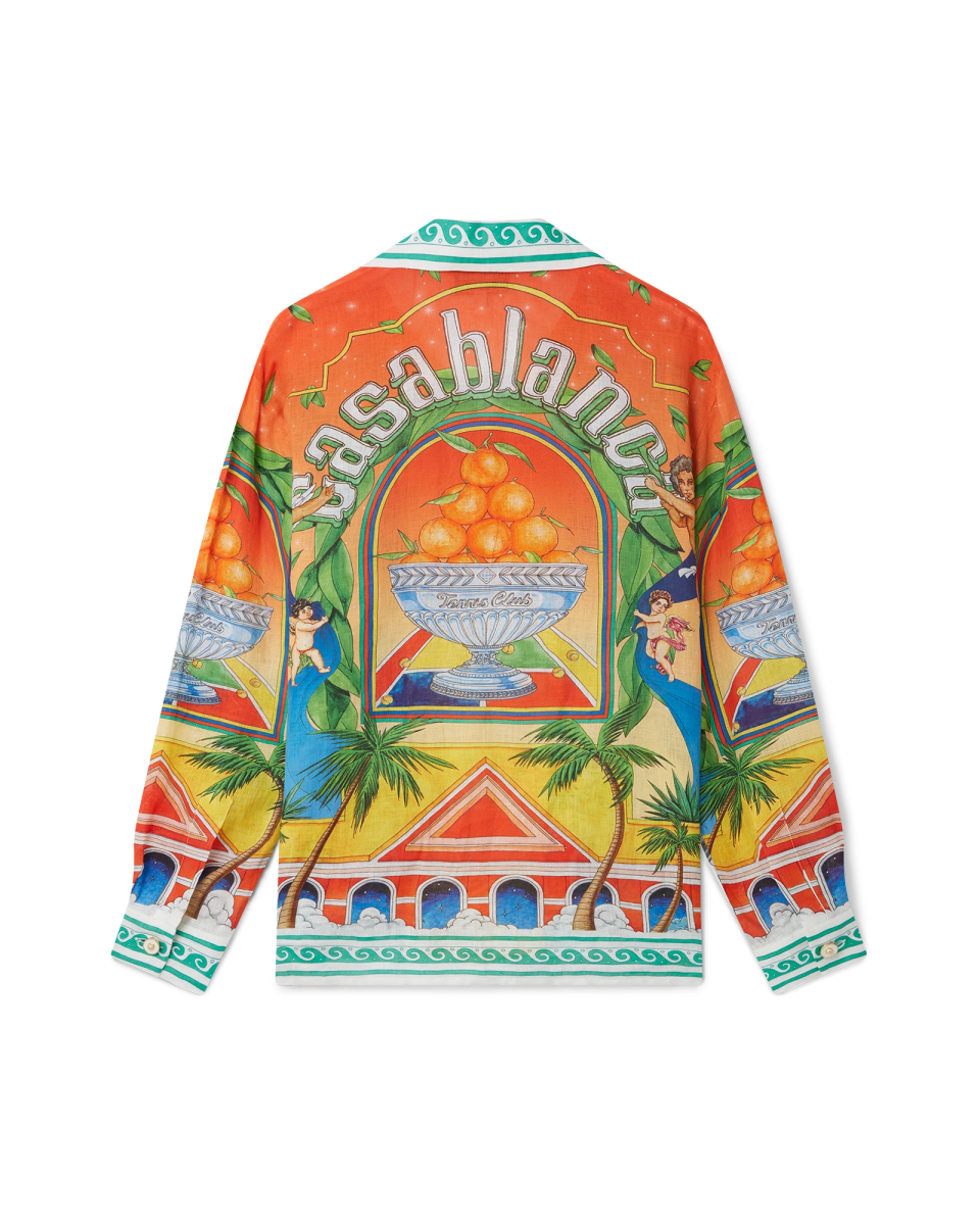 Trophy Orange Linen Long Sleeve Shirt