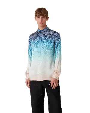Jacquard Gradient Long Sleeve Silk Shirt