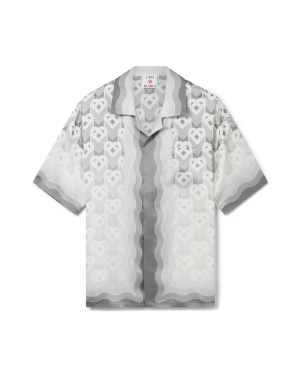 Gradient Heart Monogram Short Sleeve Silk Shirt