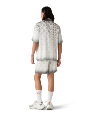 Gradient Heart Monogram Short Sleeve Silk Shirt