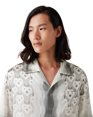 Gradient Heart Monogram Short Sleeve Silk Shirt