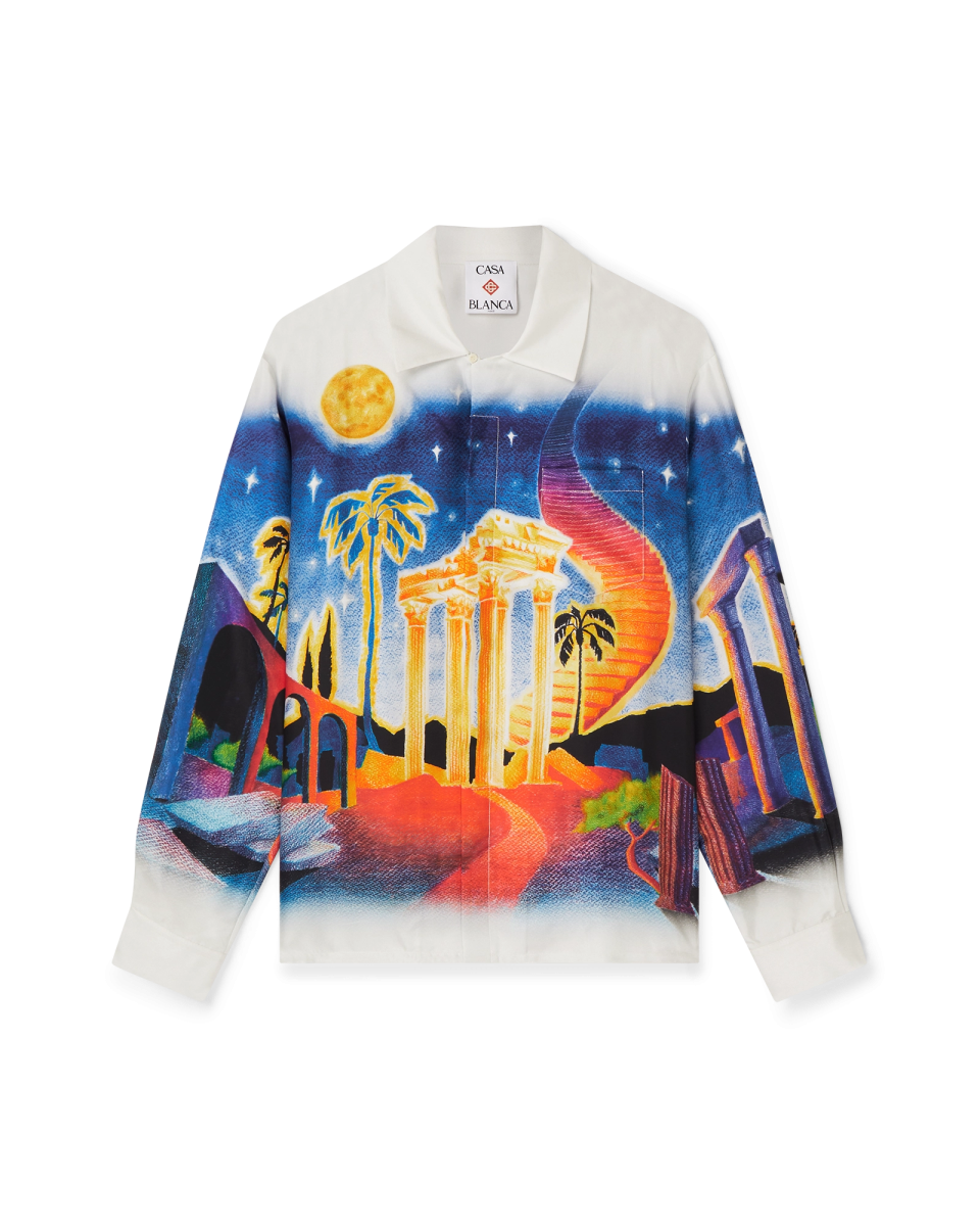 Midnight Acropolis Silk Long Sleeve Shirt