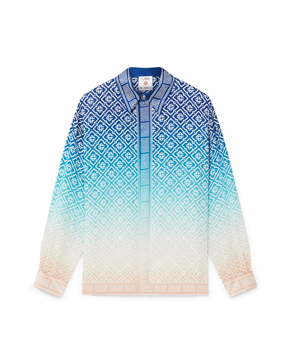 Jacquard Gradient Silk Long Sleeve Shirt